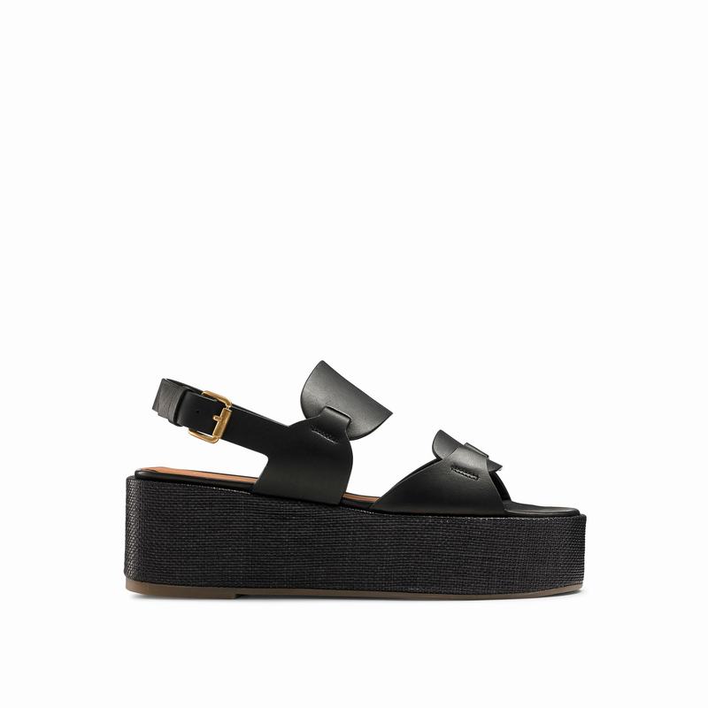 Russell & Bromley Palm Extreme Flatform Sandals Women's Black [UXO1357AA]